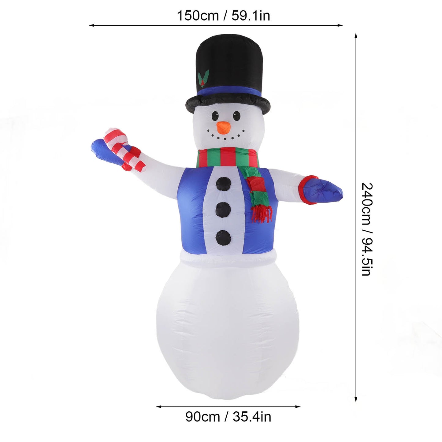 8FT Christmas Inflatables Snowman Outdoor Yard Decor With Rotating LED Lights Christmas Blow Up Garden Decorations