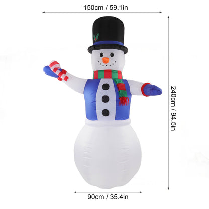 8FT Christmas Inflatables Snowman Outdoor Yard Decor With Rotating LED Lights Christmas Blow Up Garden Decorations