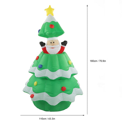 6 FT Inflatable Christmas Tree Santa Decoration With Santa Automatic Retractable Ornaments LED Lights Outdoor Yard Decoration