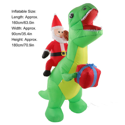 6FT Christmas Inflatable Dinosaur Decoration, Cute Funny Lighted Blow Up Christmas Inflatables With LED Lights For Xmas Yard Garden Decorations