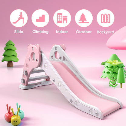 Crtynell 2024 Kids Slide for Toddlers Age 1-3 Indoor Baby Plastic climbing toys children's playground(Pink+white)