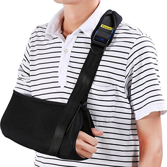 Yosoo Arm Sling, Adjustable Breathable Shoulder Immobilizer, Shoulder & Rotator Cuff Support, Black, Unisex