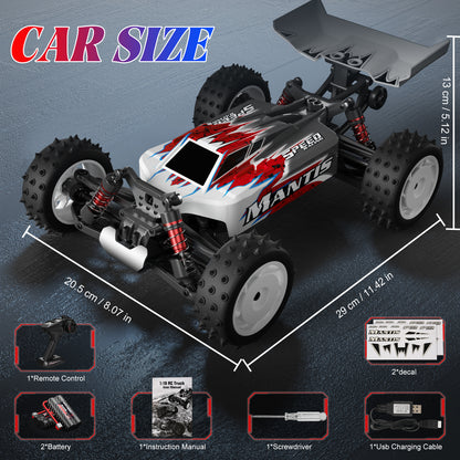 FAGINEY S911 1/16 High Speed RC Drift Car for Kids Adults All Terrain Fast Remote Control Car 4WD 40km/h 40+ Mins Play 2 Batteries, RC Racing Car Toys Gifts for Boys,Red