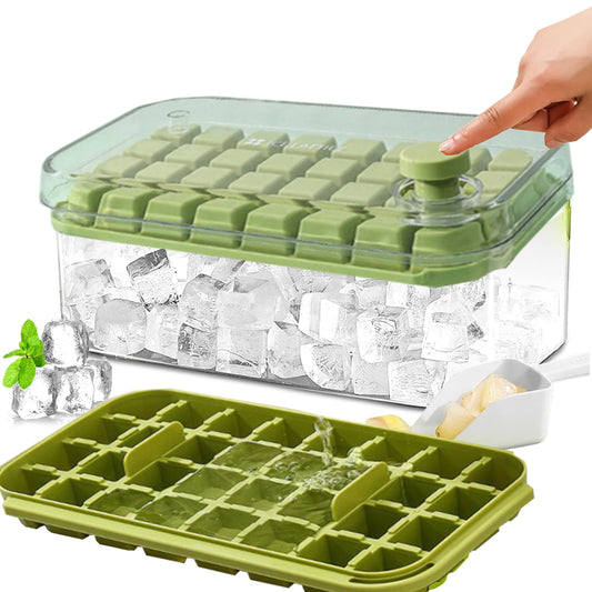 Ice Cube Tray for Freezer, 64 Nuggets Ice Cubes Molds with Lid and Bin, Silicone Ice Freezer Container, Spill- Removable Lid & Ice Scoop, for Whiskey,Cocktail