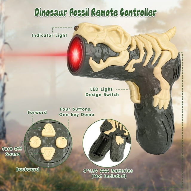 Remote Control Light Chasing Velociraptor Dinosaur Toys for Kids Boys Girls Birthday Gift Dinosaur Robot Toys for Kids 3-8 Years Old, Green