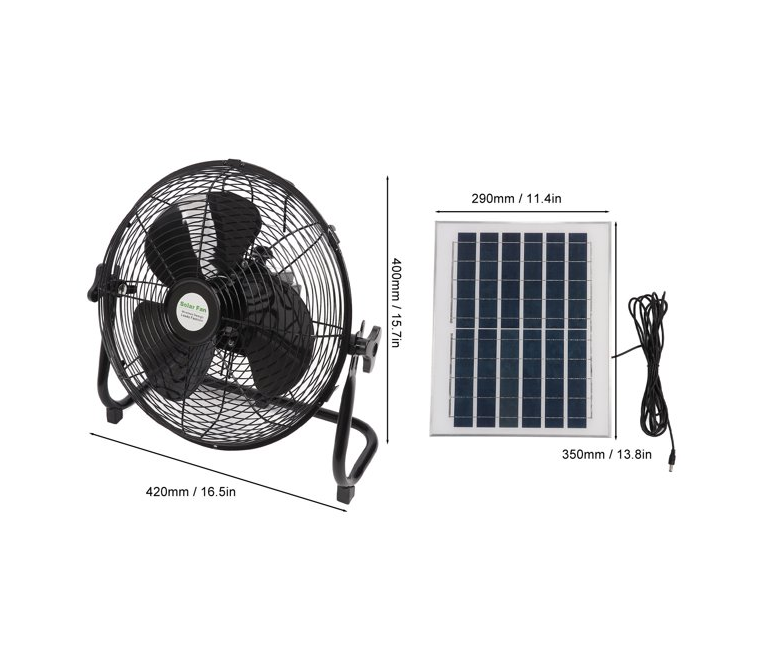 Fyydes 16 Inch Quiet 3 Speed Table Fan with 10000mah Solar Panel Powered and AC Charger Dual Input for In/Outdoor