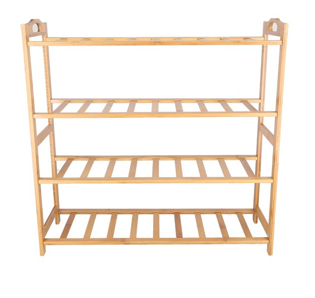 Fyydes 4 Tiers Natural Bamboo Shelf Entryway Storage Shoe Rack Home Furniture