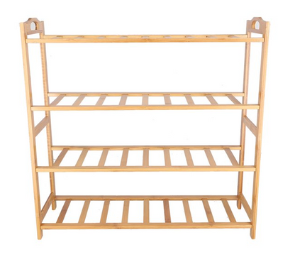 Fyydes 4 Tiers Natural Bamboo Shelf Entryway Storage Shoe Rack Home Furniture