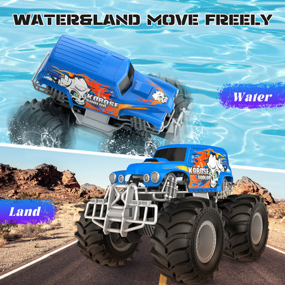 RC Cars for Water Land 1:16 Amphibious Remote Control Cars for Boys Girls 4-7, Waterproof Monster Truck All Terrain Off-Road Pool Toys Remote Control Boat Gifts for Kids Age 5 6 7 8 9 10