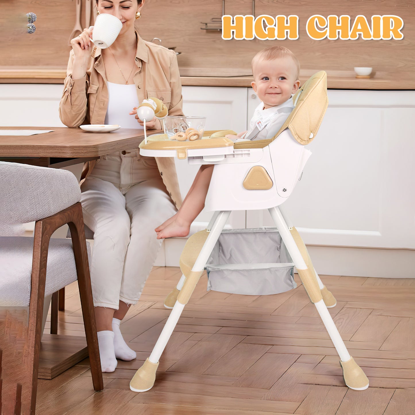 Loewten 4-in-1 Eat & Grow Foldable High Chair for Baby and Toddlers, Blue