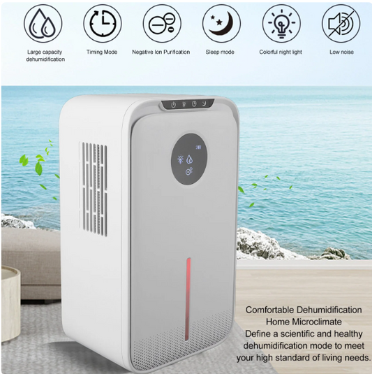 Dehumidifying Machine, Auto Drainage NTC Sensing 1.2L/D Auto Shut Off Quiet Dehumidifier 800 Sq. Ft 2.5L Water For Bedroom