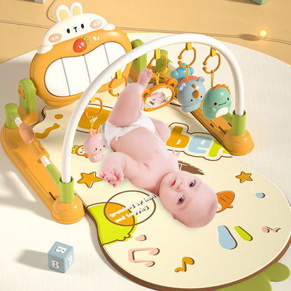 Baby Gym Mat with 4 Soft Rattles Baby Play Mat Kick & Play Piano Gym Baby Play Piano Musical Tummy Time Activity Gym Mat for Newborn Toddler Playmat