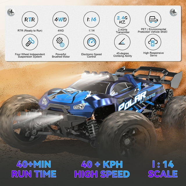 FAGINEY RC Car for Adults 60KM/H 1:14 Scale RC Truck 4WD 2 Batteries All Terrain High-Speed Remote Control Car