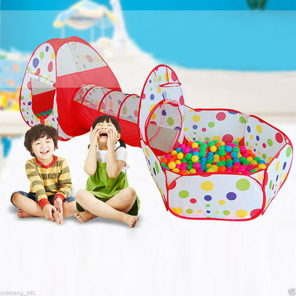 WALFRONT 3 in 1 Kids Ball Pit Play Tent with Tunnel, Portable Children Boys Girls Indoor Outdoor Gym Play Tent Tunnel Toys Set (Children aged 3 and over)