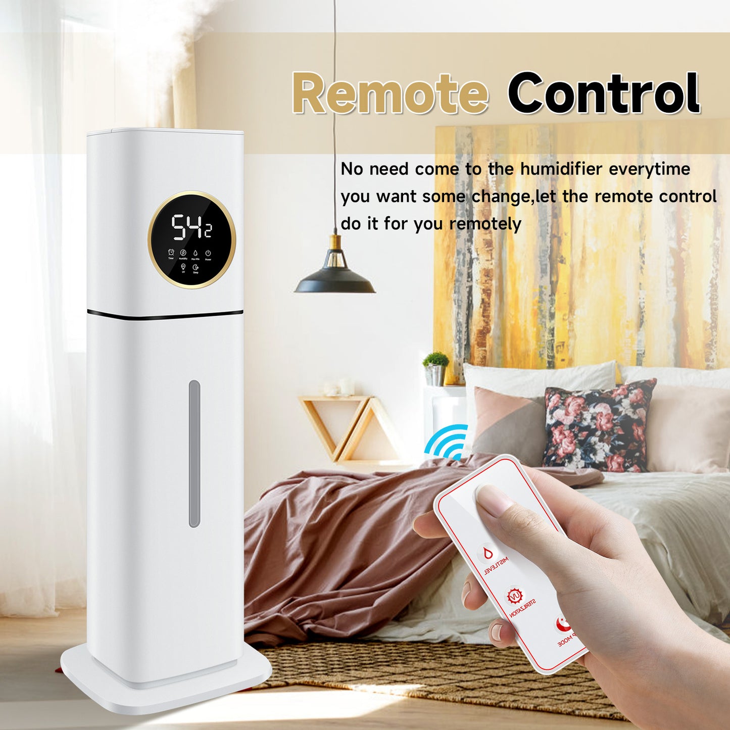 Humidifiers for Large Rooms, 8L/2.11Gal Top Fill Floor Humidifiers for Bedroom, Remote Control, Humidity Setting, Timer,Quiet, Aroma Box