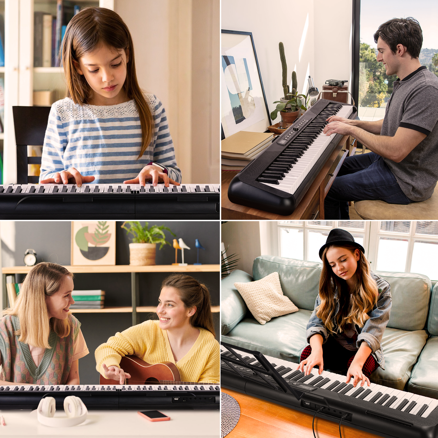 Crtynell Digital Piano 88 Key with Semi-Weighted Keys, Full-Size 88 Key Keyboard Piano for Beginner, with Power Adapter, Sustain Pedal, Bluetooth, MIDI, for Beginner Professional at Home, Stage