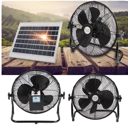 Fyydes 16 Inch Quiet 3 Speed Table Fan with 10000mah Solar Panel Powered and AC Charger Dual Input for In/Outdoor