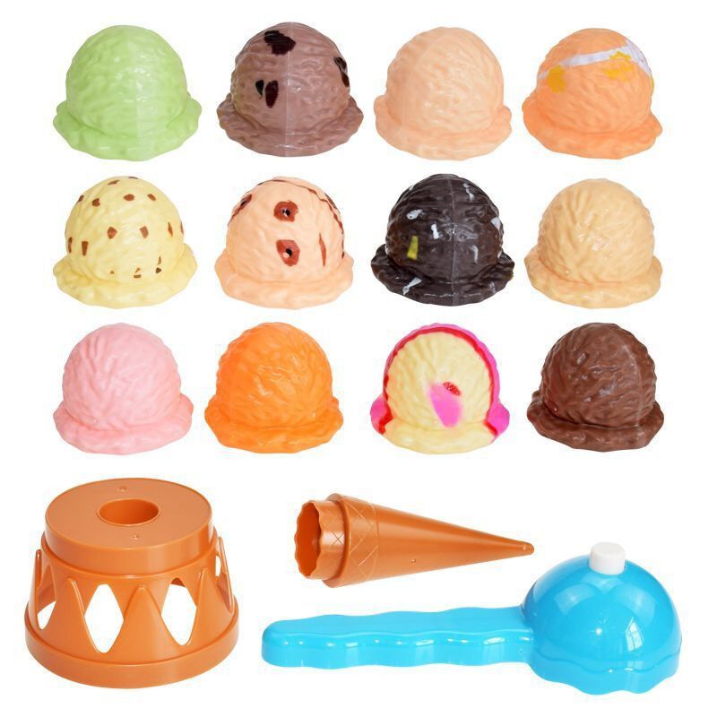 FAGINEY Ice Cream Play Set Kids Ice Cream Game Set Pretend Play Food Balancing Stacking for Baby Aged 2 3 4 Years Old Boys Girls for Desktop