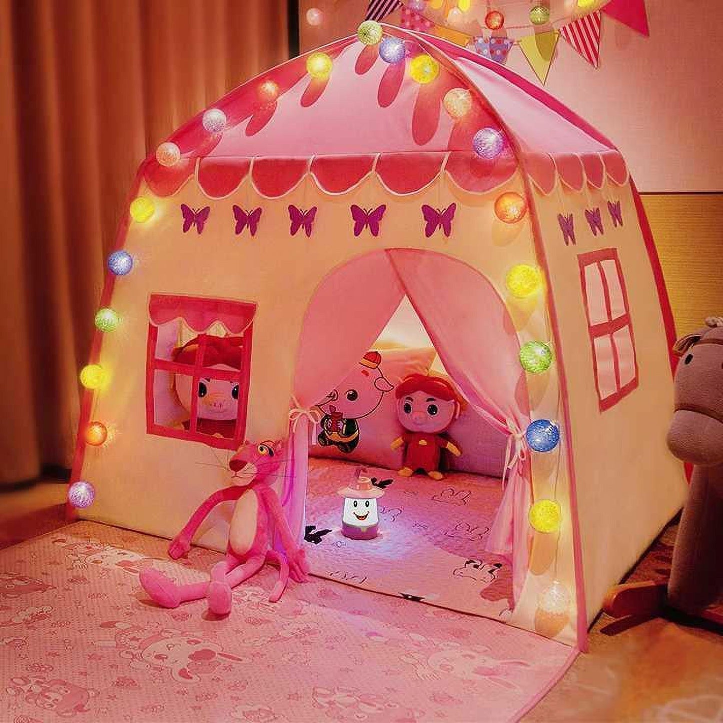 Play Tent for Girls Princess Castle Playhouse Pink Play Tent with Carry Bag Indoor Outdoor Castle Tent for Girls Boys Aged 1 2 3 4 Toddlers ( No Lights)