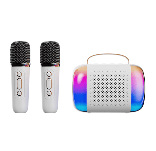 Karaoke Machine for Kids Adults, Mini Portable Karaoke Speaker with 2 Wireless Microphones & 2 Type-C Cables, LED Lights, Birthday Gifts for Girls Ages 3-12 Toddler Toys, Pink