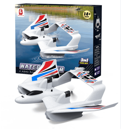 Airplane Toys RC Plane for Water Land Air, 3-in-1 Amphibious RC Boat Aircraft, 2CH Remote Control Boat with 2 Batteries, 2.4GHz RTF RC Airplane Glider for Kids Adults Boys Girls