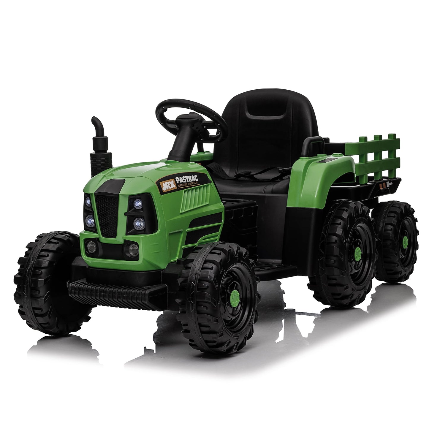 Ride on Tractor with Trailer,12V Battery Powered Electric Tractor Toy w/Remote Control,electric car for kids,Three speed adjustable,Power display, USB,MP3 ,,LED light,Two-point safety belt