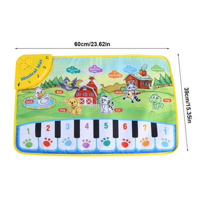 FAGINEY Musical Mats Keyboard Piano Play Mat Floor Music Mat Animal Blanket Carpet Playmat Early Educational Toys for Kids Baby Toddlers Boy Girl (23.62 x 15.35 in)