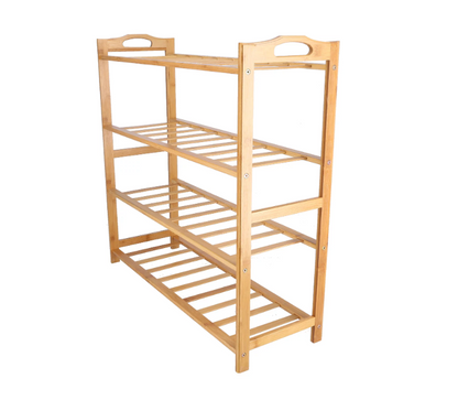 Fyydes 4 Tiers Natural Bamboo Shelf Entryway Storage Shoe Rack Home Furniture