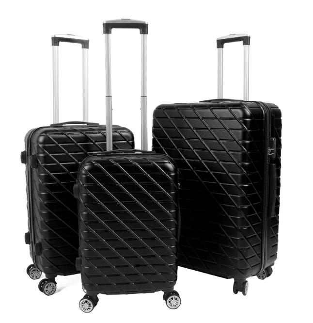 3 Piece Luggage Set Hardshell Expandable Lightweight Suitcase With TSA Lock Spinner Wheels Loading Bearing 330LBS, 20in24in28in.Black