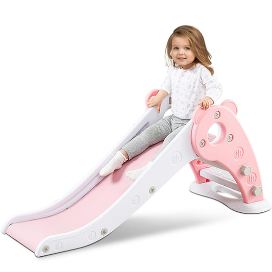 Crtynell 2024 Kids Slide for Toddlers Age 1-3 Indoor Baby Plastic climbing toys children's playground(Pink+white)