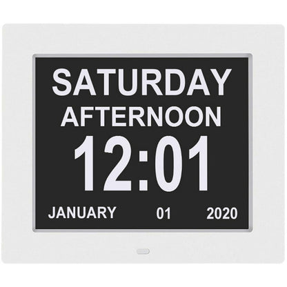 Crtynell Digital Day Calendar Clock Multifunctional Extra Large Dementia Digital Clock with 5 Alarms and Medication Reminders Impaired Vision Digital Clock