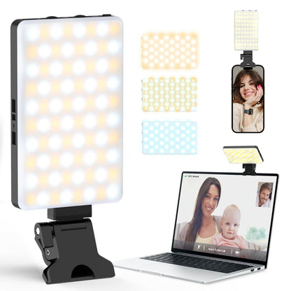 Selfie Light, 80 Led Rechargeable Selfie Light For Phone Clip On,3*10 Brightness Levels Portable Phone Ring Light For Iphone And Computer Camera Photography Meetings,Three Modes,Adjustable Brightness