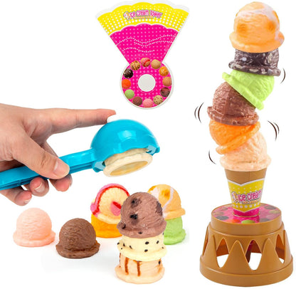 FAGINEY Ice Cream Play Set Kids Ice Cream Game Set Pretend Play Food Balancing Stacking for Baby Aged 2 3 4 Years Old Boys Girls for Desktop