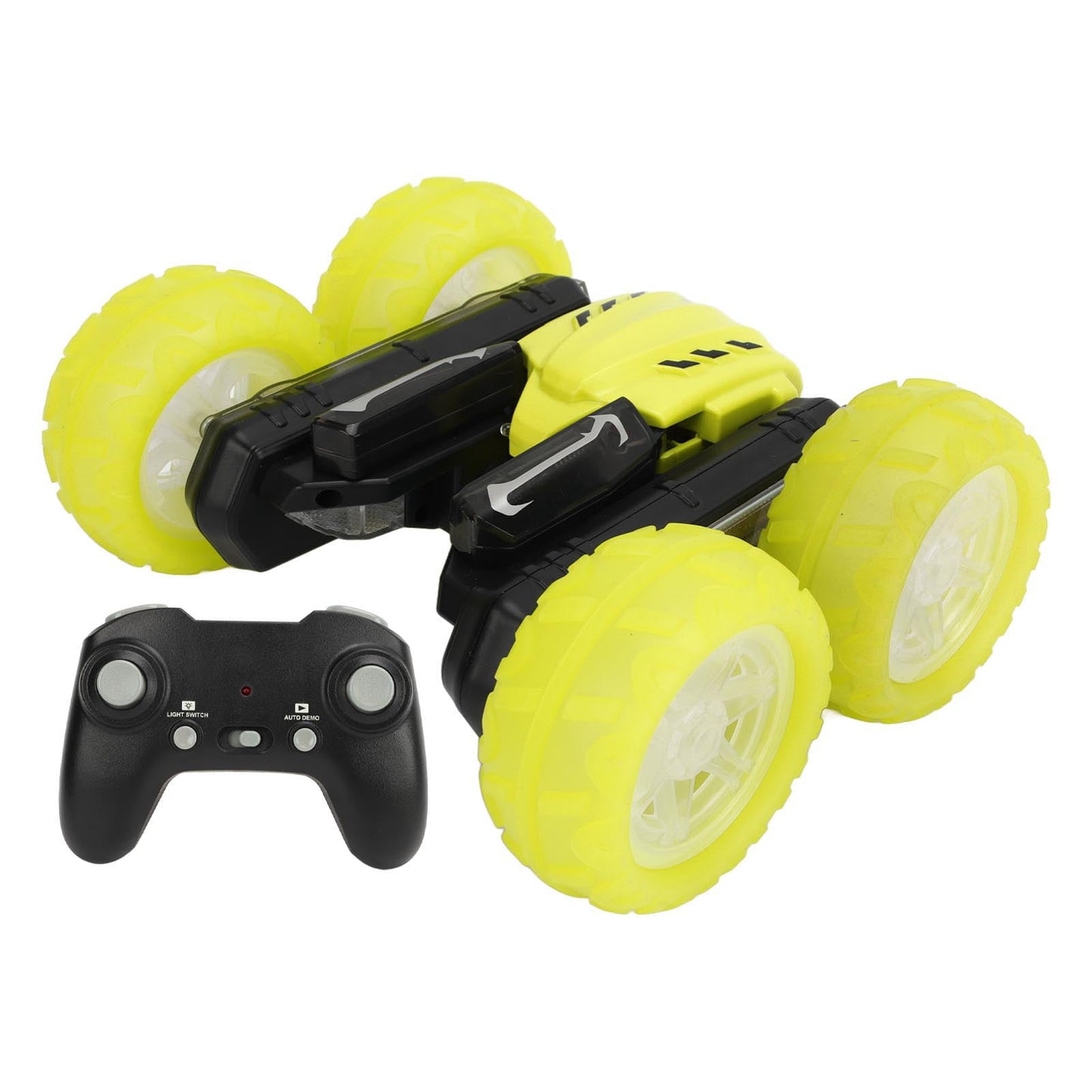 FAGINEY RC Stunt Car with Sound Light 4WD 360 Degree Flips Rotating Remote Control Stunt Car, Yellow