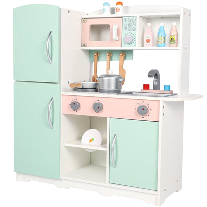 FAGINEY Wooden Kitchen Toy Playset with Stove, Oven, Sink, Fridge for Toddlers, Preschoolers, Children Age 3+ Years 27.95"x9.84"x28.15''