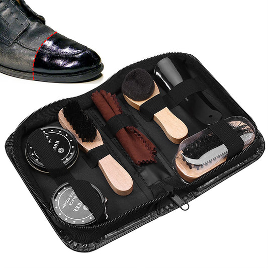 Shoe Polish Set,Zerodis Leather Shoes Care Kit,8PCS Leather Shoes Care Tool BootPolishing Cleaning Kit with Black & Neutral Shoe Polishes,