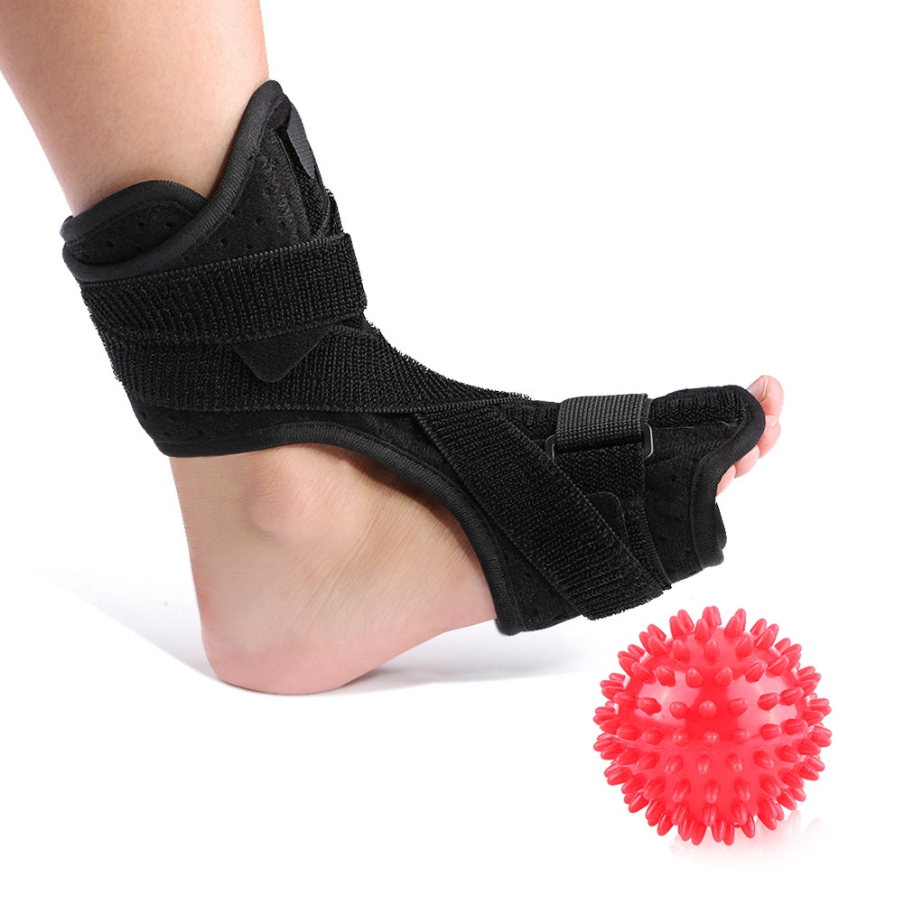 Adjustable Plantar Fasciitis Dorsal Night and Day Splint with Spiky Massage Ball for Heel Pain Relief Drop Foot Orthotic Brace