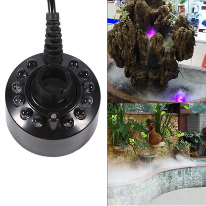 Color Changing 12 LED 24V Mist Maker Fogger Water Fountain Pond Fog Atomizer Air Humidifier Without USB Adapter