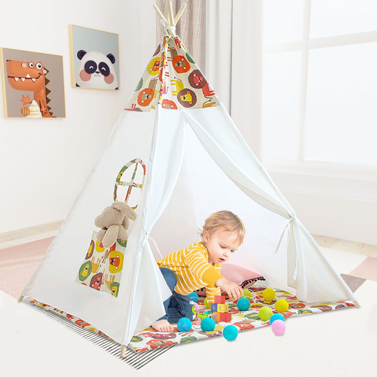 Teepee Tent, Kids Play Tent Outdoor Indoor Toddlers Tent for Boys Girls