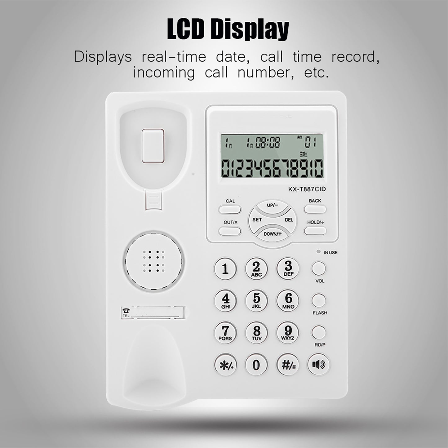 Corded Phone With Answering Machine, Noise Cancelling Clear Sound Corded Phone With Speakerphone Hands Free Call ABS Real Time Date For Homes For Offices