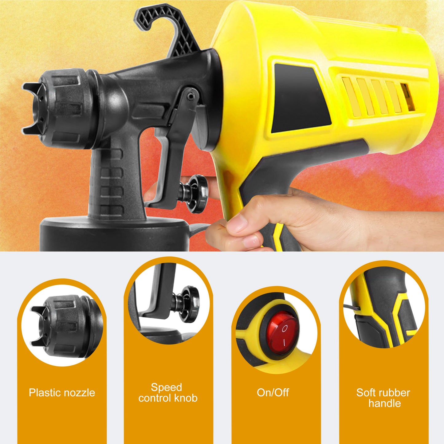 Electric Paint Sprayer 800ml Large Capacity 500W High Power Spray Gun Kit for Furniture