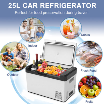 26QT Car Fridge Phone Connection Freezer Fridge Cooler Vehicle Refrigerator for Outdoor Camping Travel