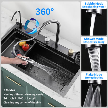 68x45cm Under Counter Kitchen Sink Basin Thickened Stainless Steel Digital Display Kitchen Sink