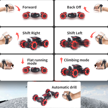 Gesture Sensing RC Car RC Stunt Car for Kids Boys Gesture Control Twist Car with Lights & Music RC Crawler Remote Control Car Kids Gift, Red