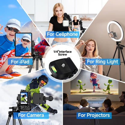 Selfie Stick Phone Tripod Vlogging Kit with Wireless Remote Microphone LED Light Rotating Phone Holder for Live Stream, Instagram TikTok, YouTube, Tripod for iPhone, Android & Cameras