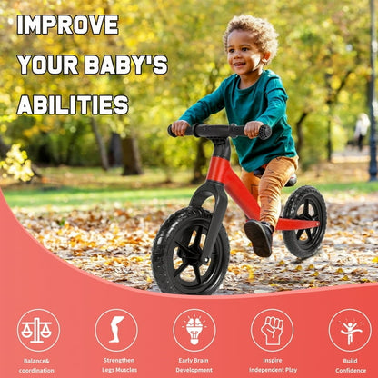 12" Balance Bike for Kids Toddlers Age 18 Months to 5 Years Old Boys Girls Baby Balance Bike Bicycle Gift for 2-4 yrs Old,Red