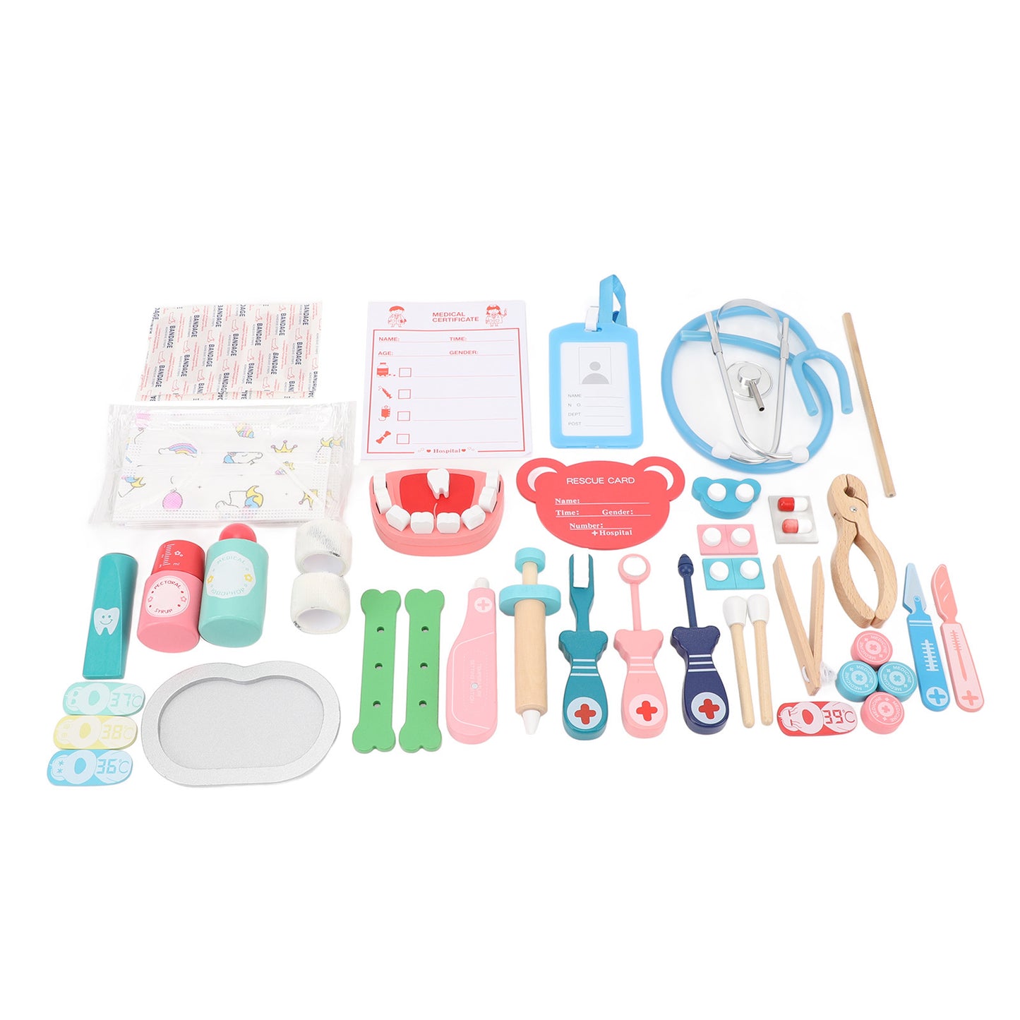 Pretend Play Doctor Kit with 50pcs Accessories for Girls Boys Ages 3-6 Toddlers Kids Dentist Doctor Toy Set with Carrying Case