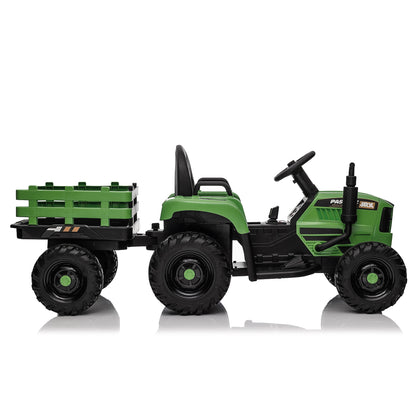 Ride on Tractor with Trailer,12V Battery Powered Electric Tractor Toy w/Remote Control,electric car for kids,Three speed adjustable,Power display, USB,MP3 ,,LED light,Two-point safety belt