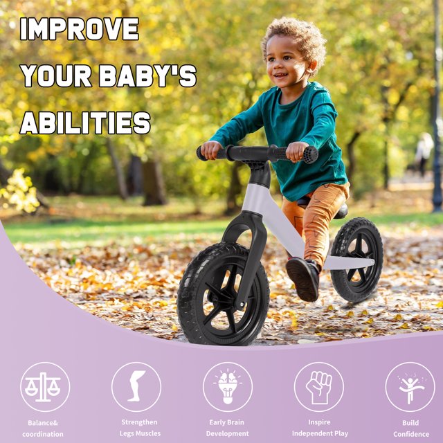 12" Balance Bike for Kids Toddlers Age 18 Months to 5 Years Old Boys Girls Baby Balance Bike Bicycle Gift for 2-4 yrs Old, Purple