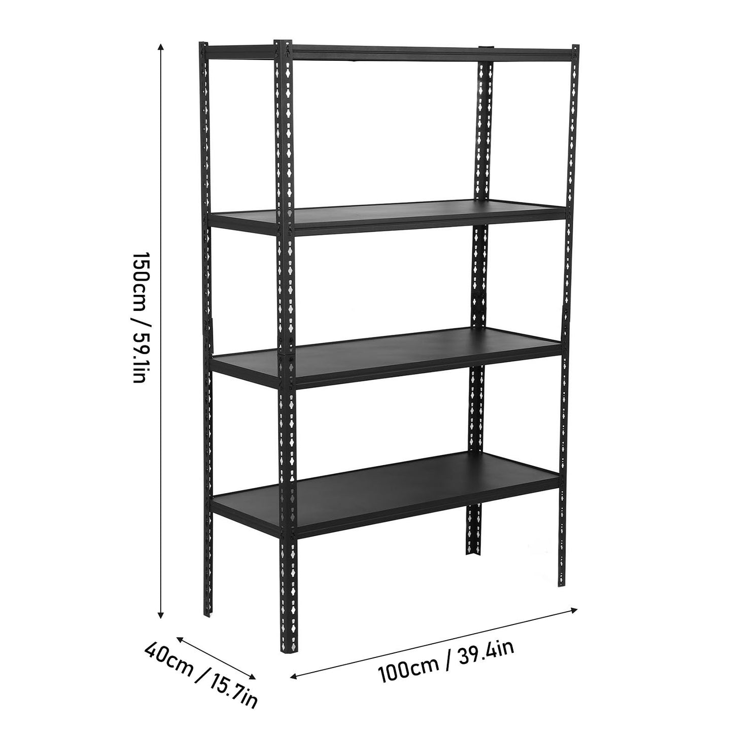 Storage Shelves Heavy Duty Garage Shelving Unit 2000Lbs 4 Tiers Adjustable Metal Storage Rack for Basement Pantry,39.1"W X 59.1"H X 15.7"D Black